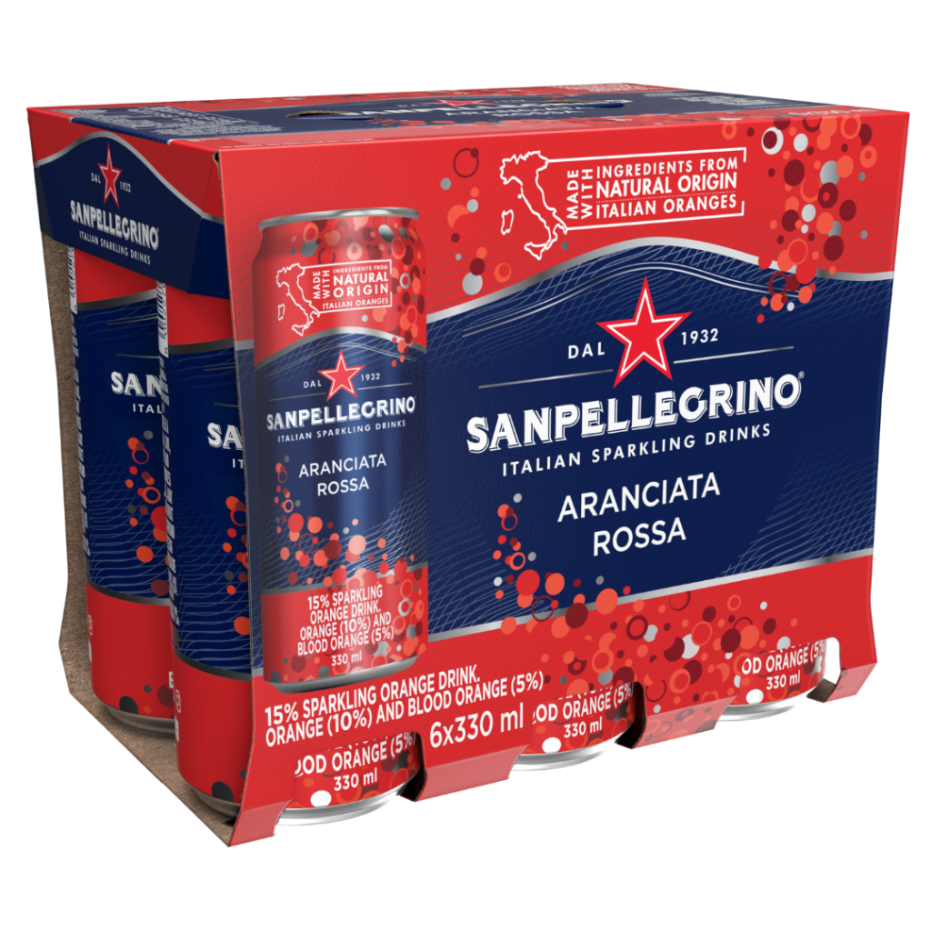 Sanpellegrino Italian Sparkling Drinks | Aranciata Rossa (Blood Orange) Sparkling Fruit Beverage - Slim Can 330ml