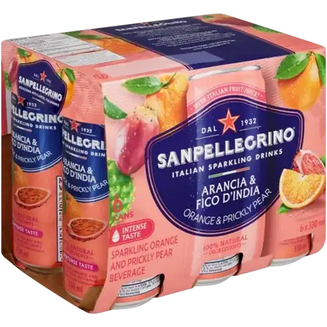 Sanpellegrino Italian Sparkling Drinks | Orange & Prickly Pear Sparkling Fruit Beverage - Slim Can 330ml