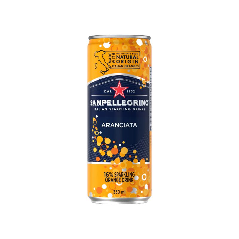 Sanpellegrino Italian Sparking Drinks | Aranciata (Orange) Sparkling Fruit Beverage - Slim Can 330ml - Image 3